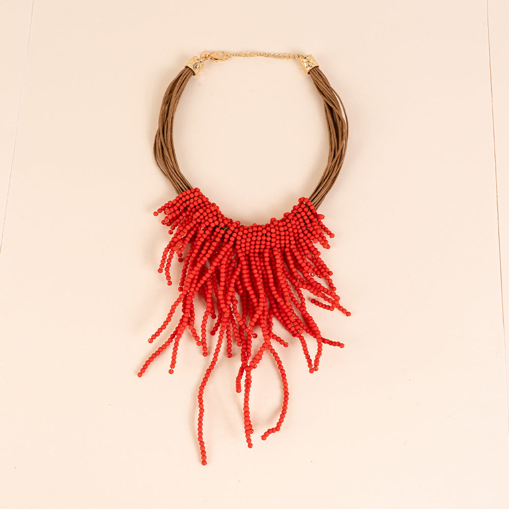 COLLANA GIROCOLLO CON PERLINE PENDENTI MULTIFILO