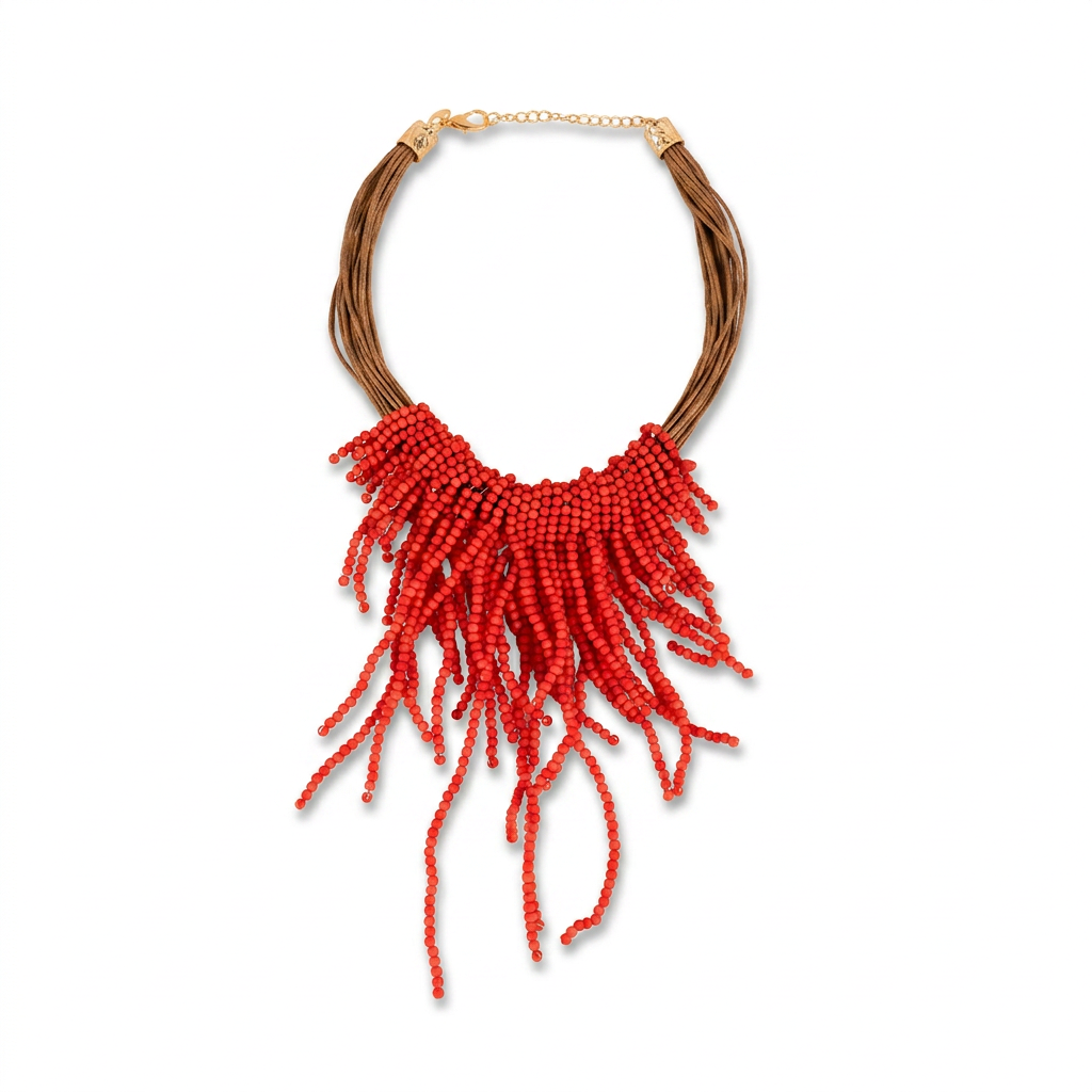 COLLANA GIROCOLLO CON PERLINE PENDENTI MULTIFILO