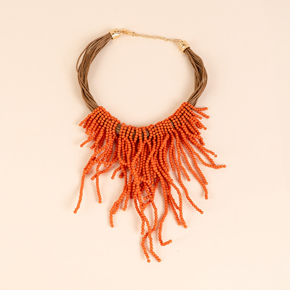 COLLANA GIROCOLLO CON PERLINE PENDENTI MULTIFILO