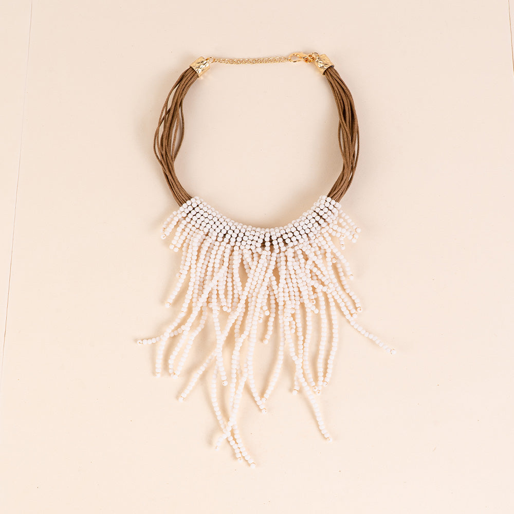 COLLANA GIROCOLLO CON PERLINE PENDENTI MULTIFILO