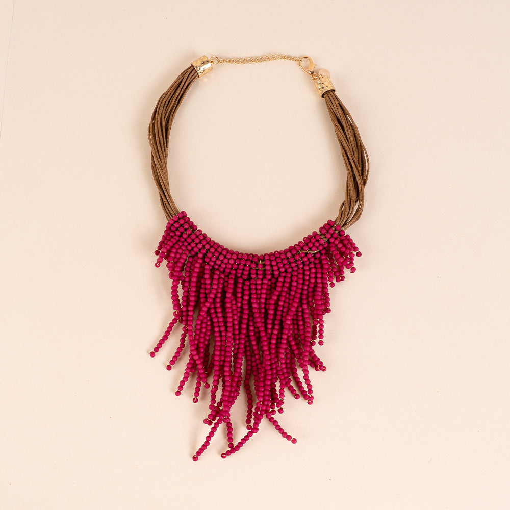 COLLANA GIROCOLLO CON PERLINE PENDENTI MULTIFILO