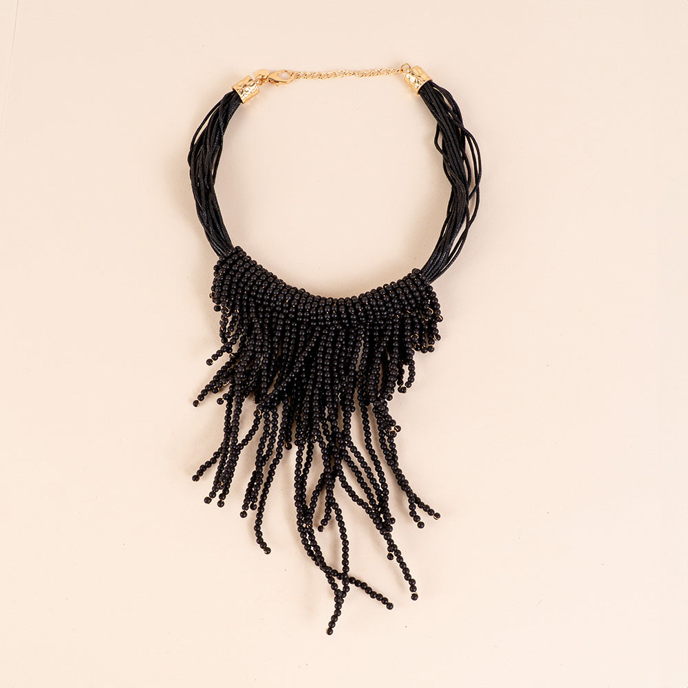 COLLANA GIROCOLLO CON PERLINE PENDENTI MULTIFILO