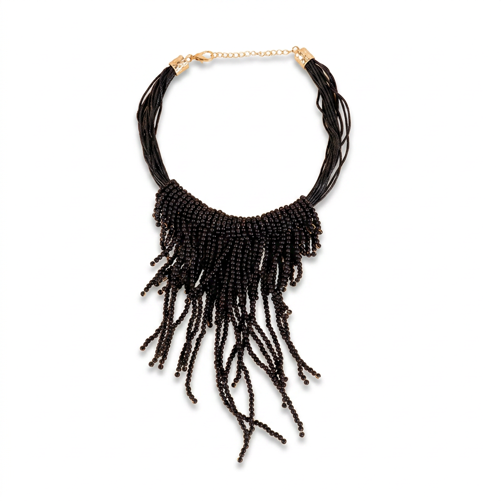 COLLANA GIROCOLLO CON PERLINE PENDENTI MULTIFILO