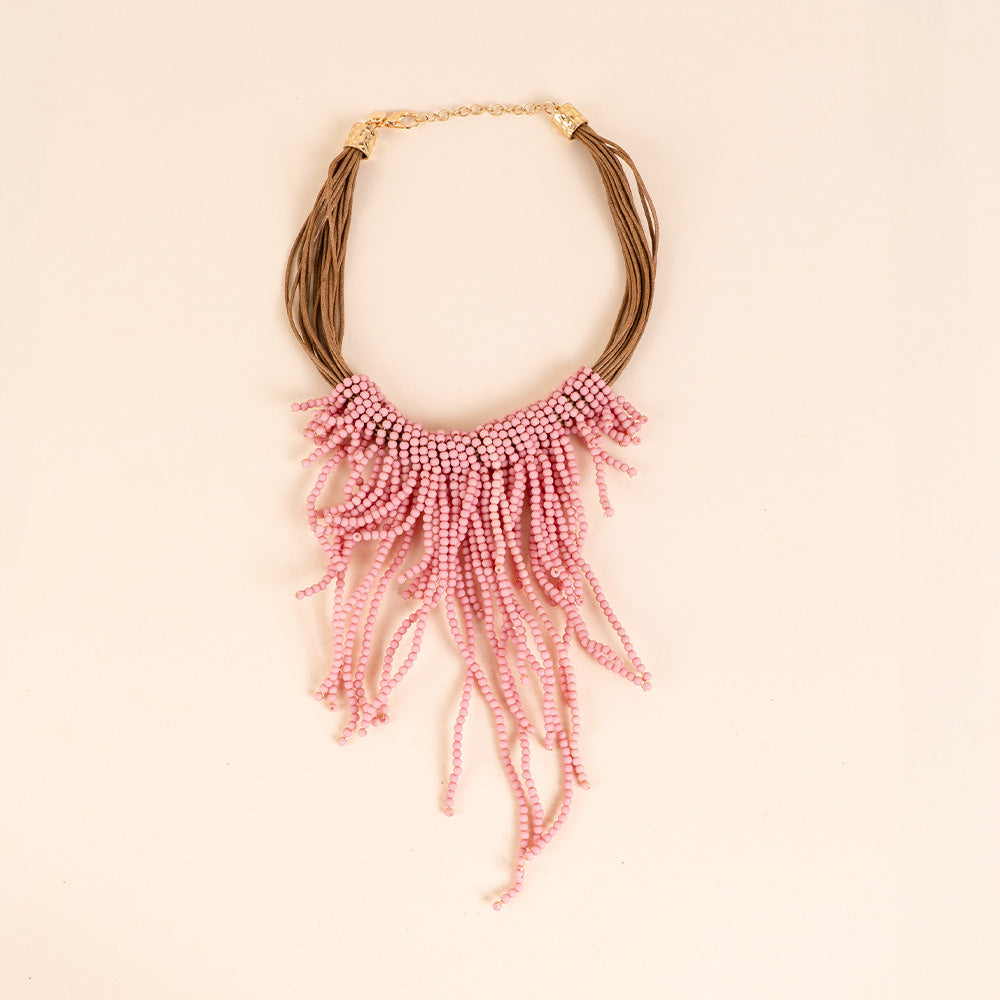 COLLANA GIROCOLLO CON PERLINE PENDENTI MULTIFILO