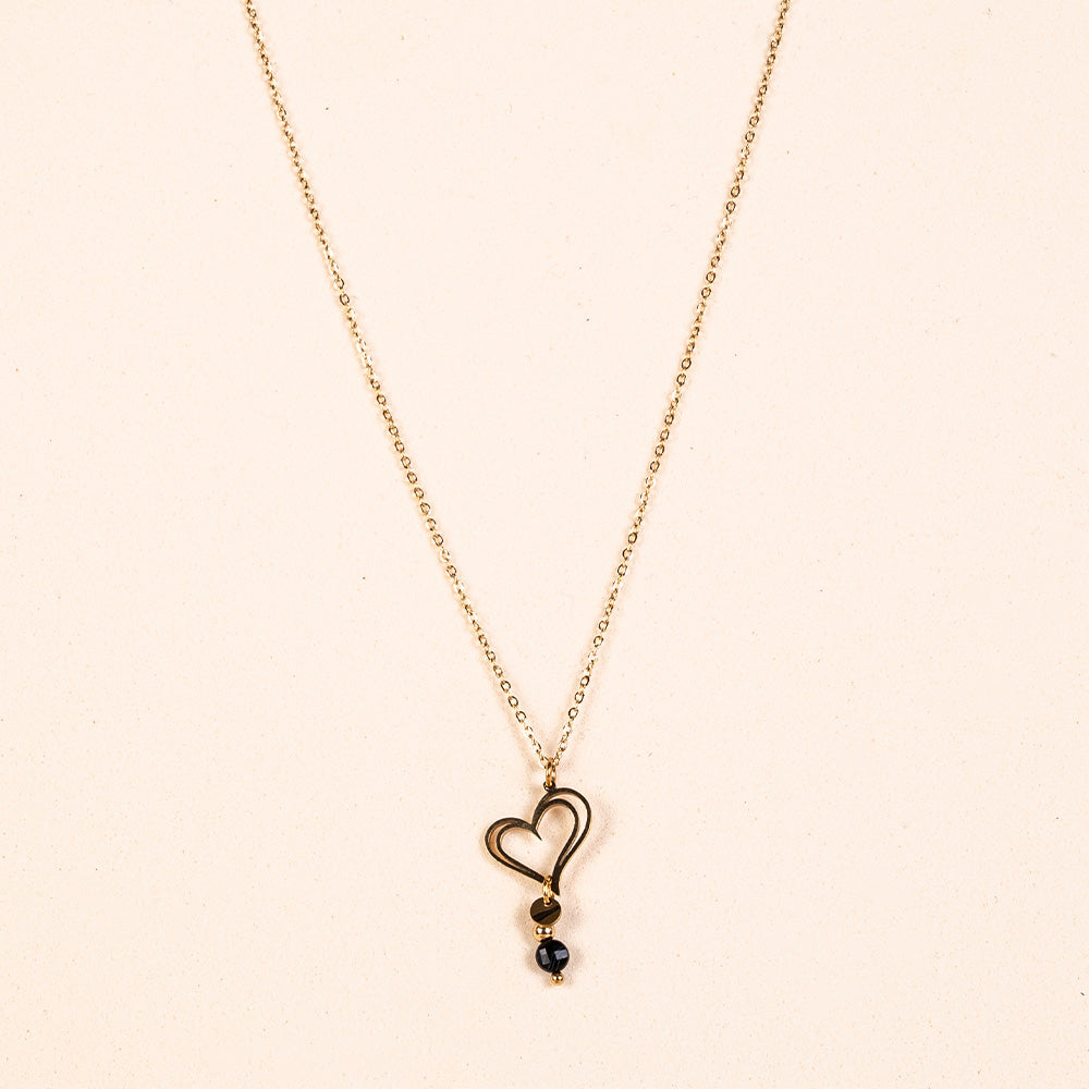 CHOKER NECKLACE WITH HEART AND STONE PENDANT