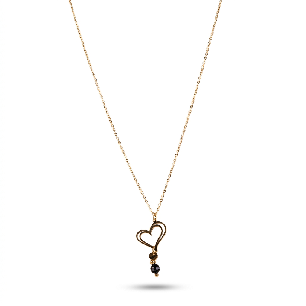 COLLANA GIROCOLLO CON PENDENTE A CUORE E PIETRA