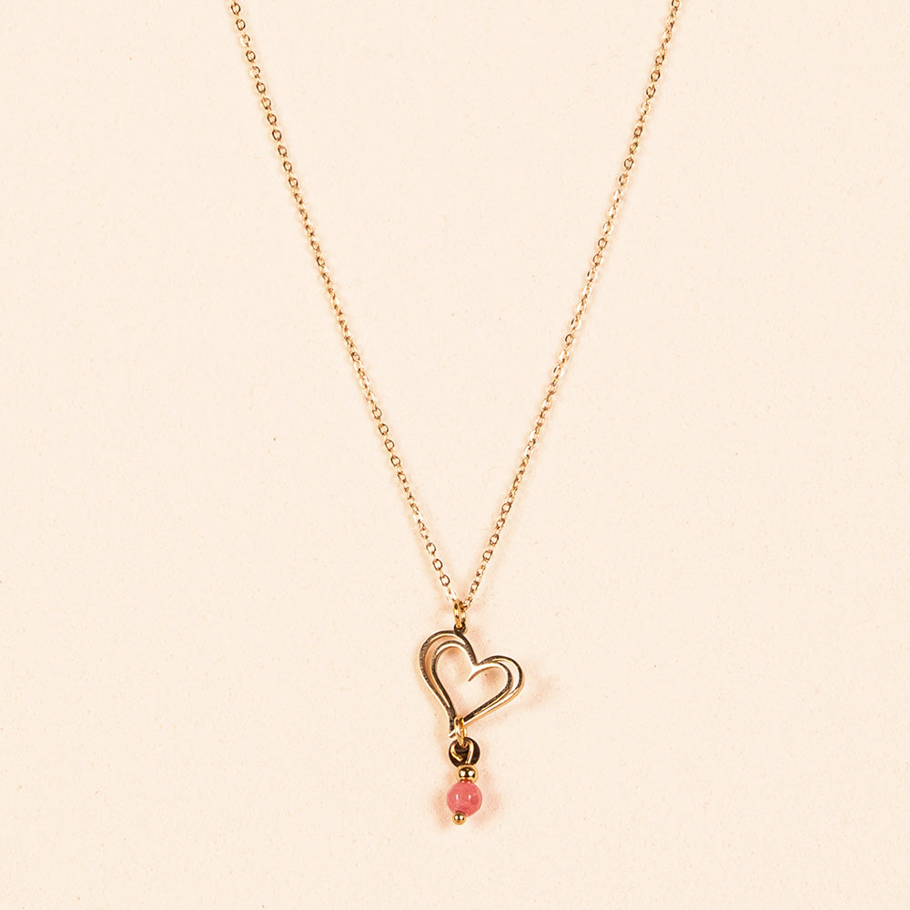 CHOKER NECKLACE WITH HEART AND STONE PENDANT