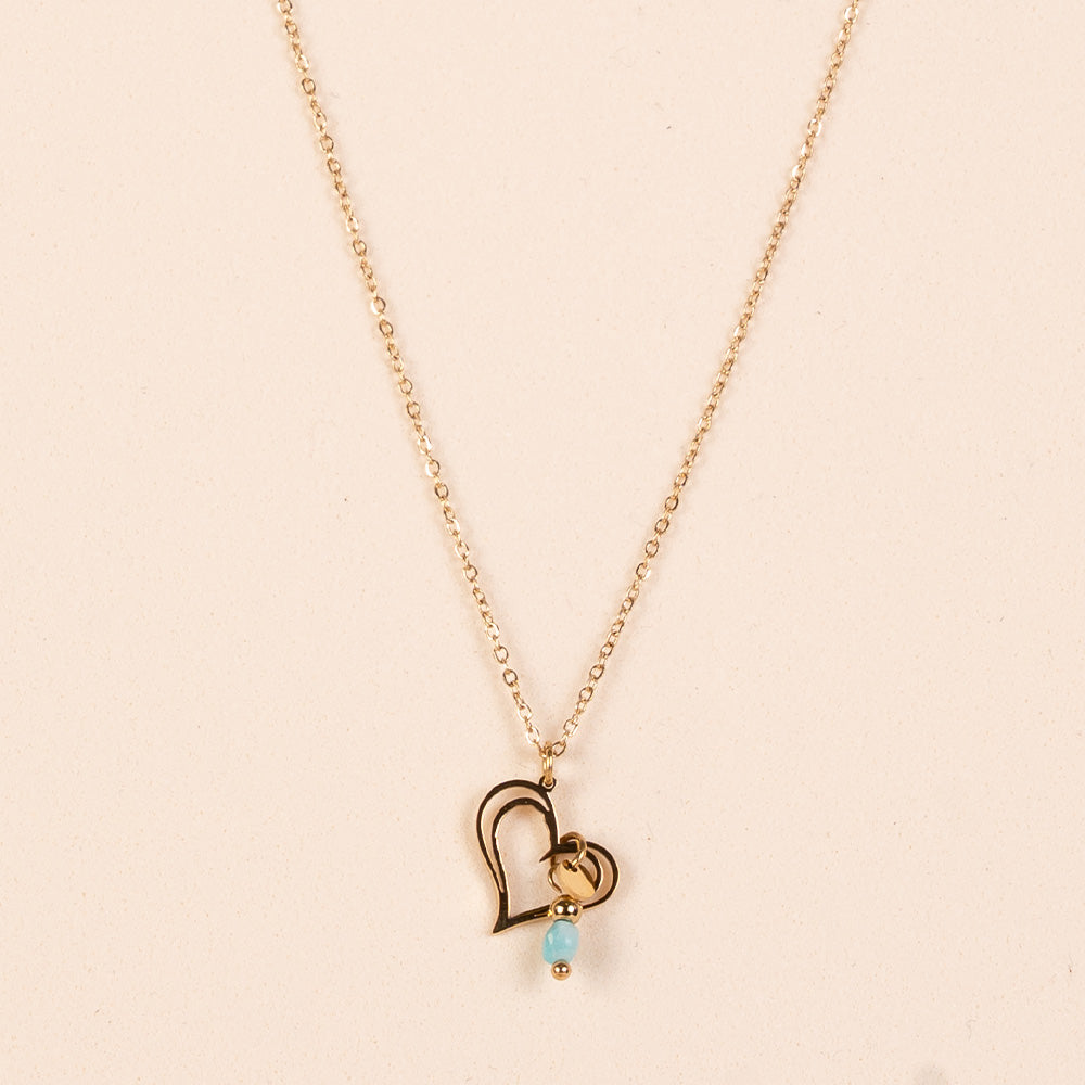 CHOKER NECKLACE WITH HEART AND STONE PENDANT