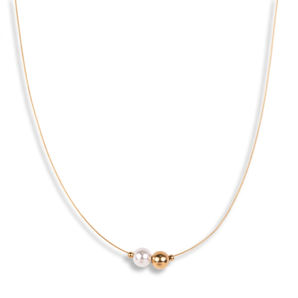 COLLANA GIROCOLLO FINA CON SFERA E PERLA