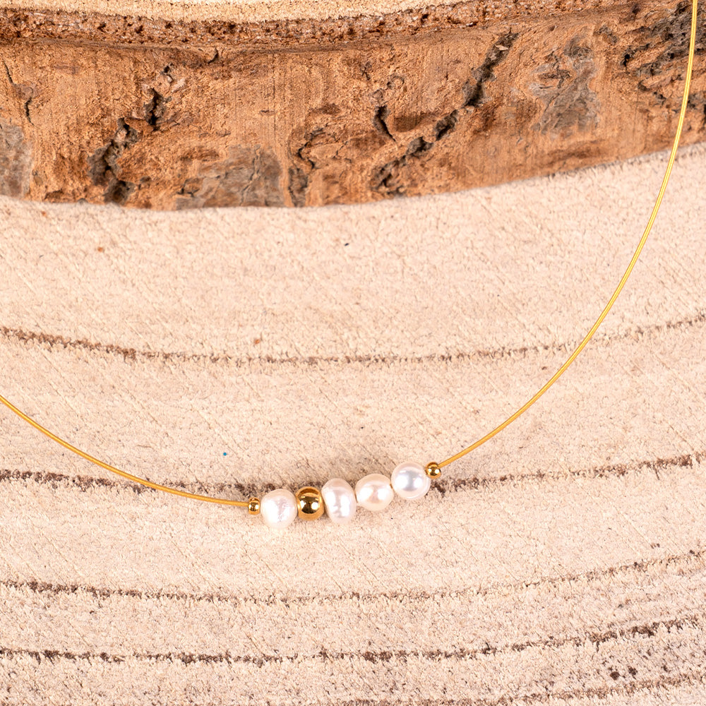 THIN BEADED CHOKER NECKLACE