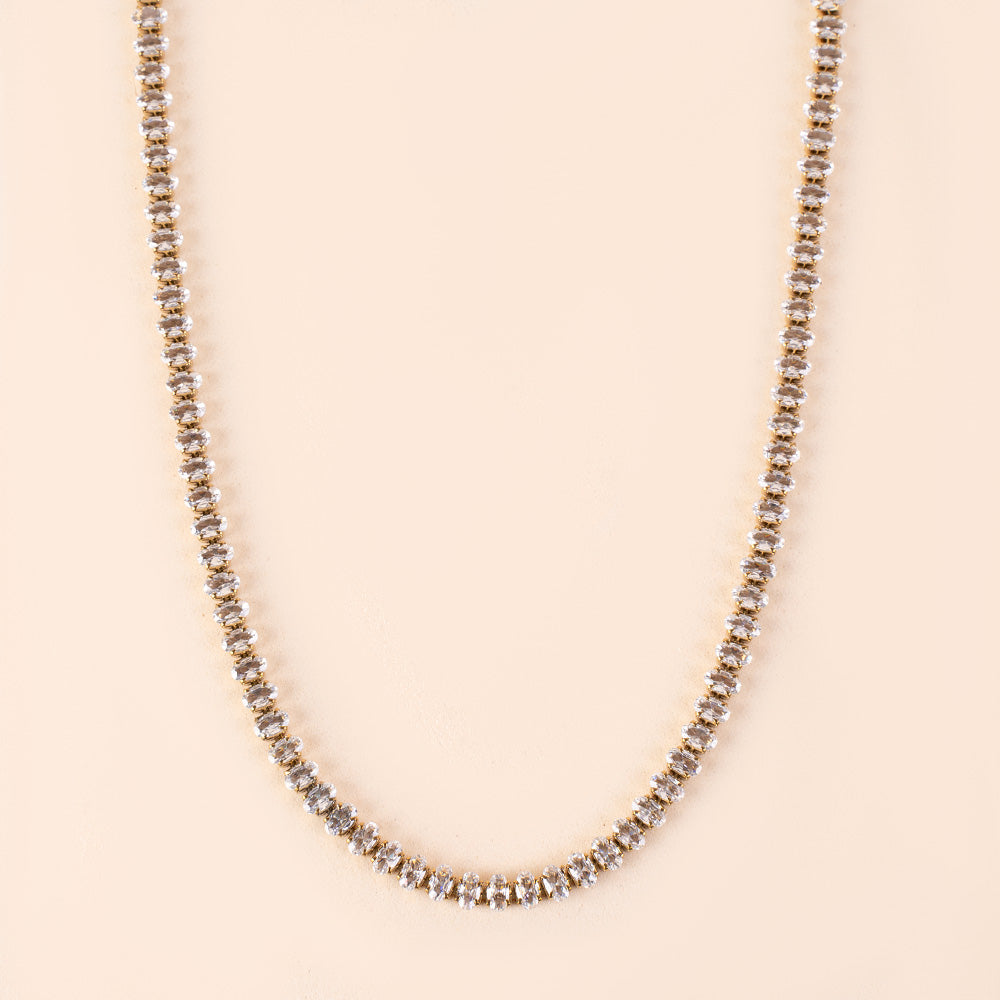 TENNIS MODEL CHOKER NECKLACE WITH OVAL RHINESTONES
