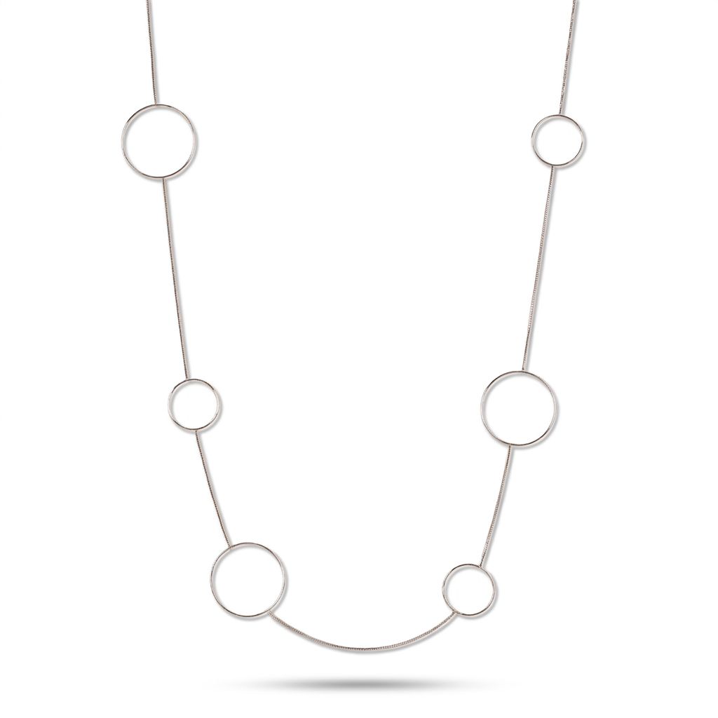 LONG NECKLACE WITH CIRCLES OF DIFFERENT SIZES