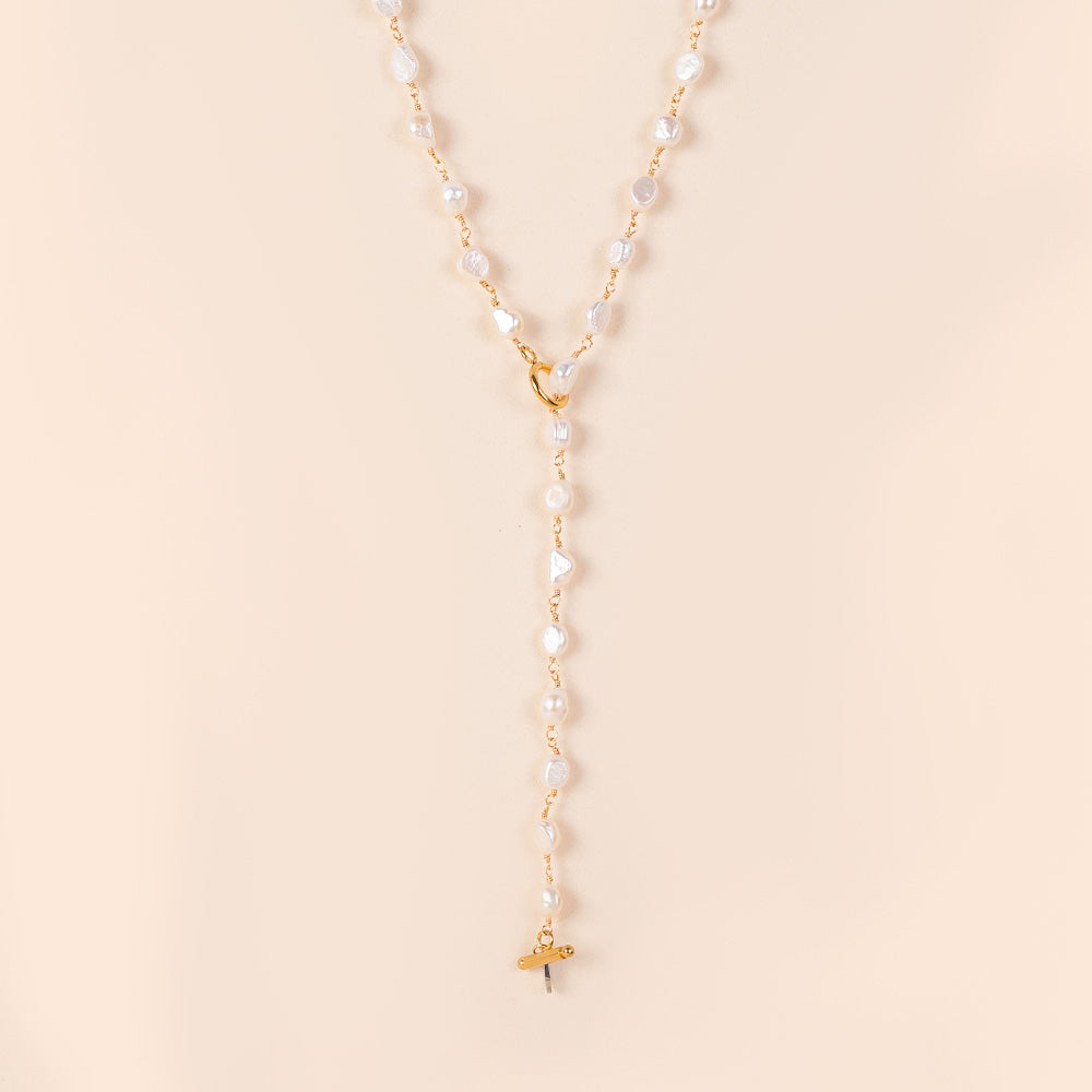 COLLANA MODELLO ROSARIO CON PERLE E CHIUSURA SCORREVOLE