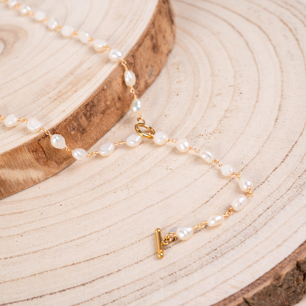 COLLANA MODELLO ROSARIO CON PERLE E CHIUSURA SCORREVOLE