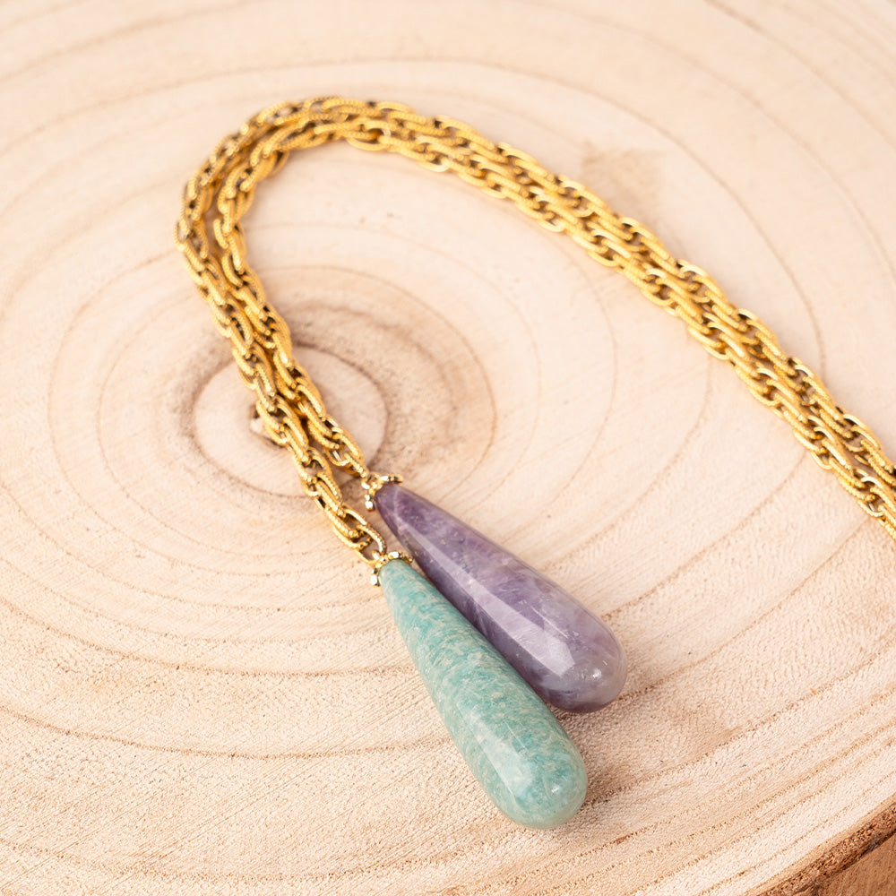 LONG ADJUSTABLE NECKLACE WITH STONES EXTENDED AT THE ENDS