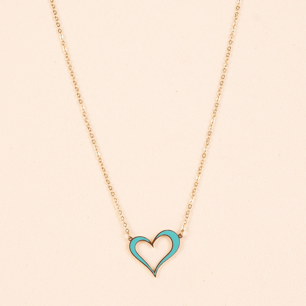 THIN CHOKER NECKLACE WITH COLORFUL HEART