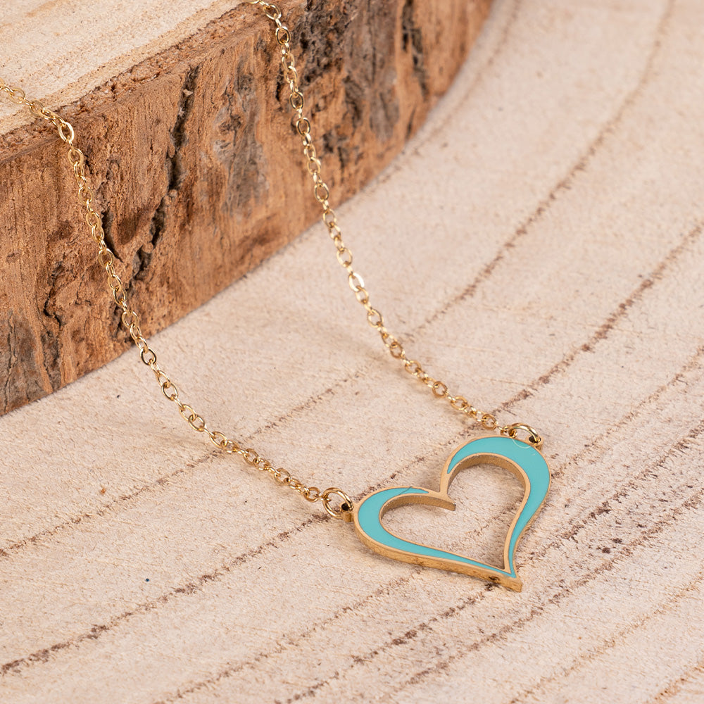 THIN CHOKER NECKLACE WITH COLORFUL HEART
