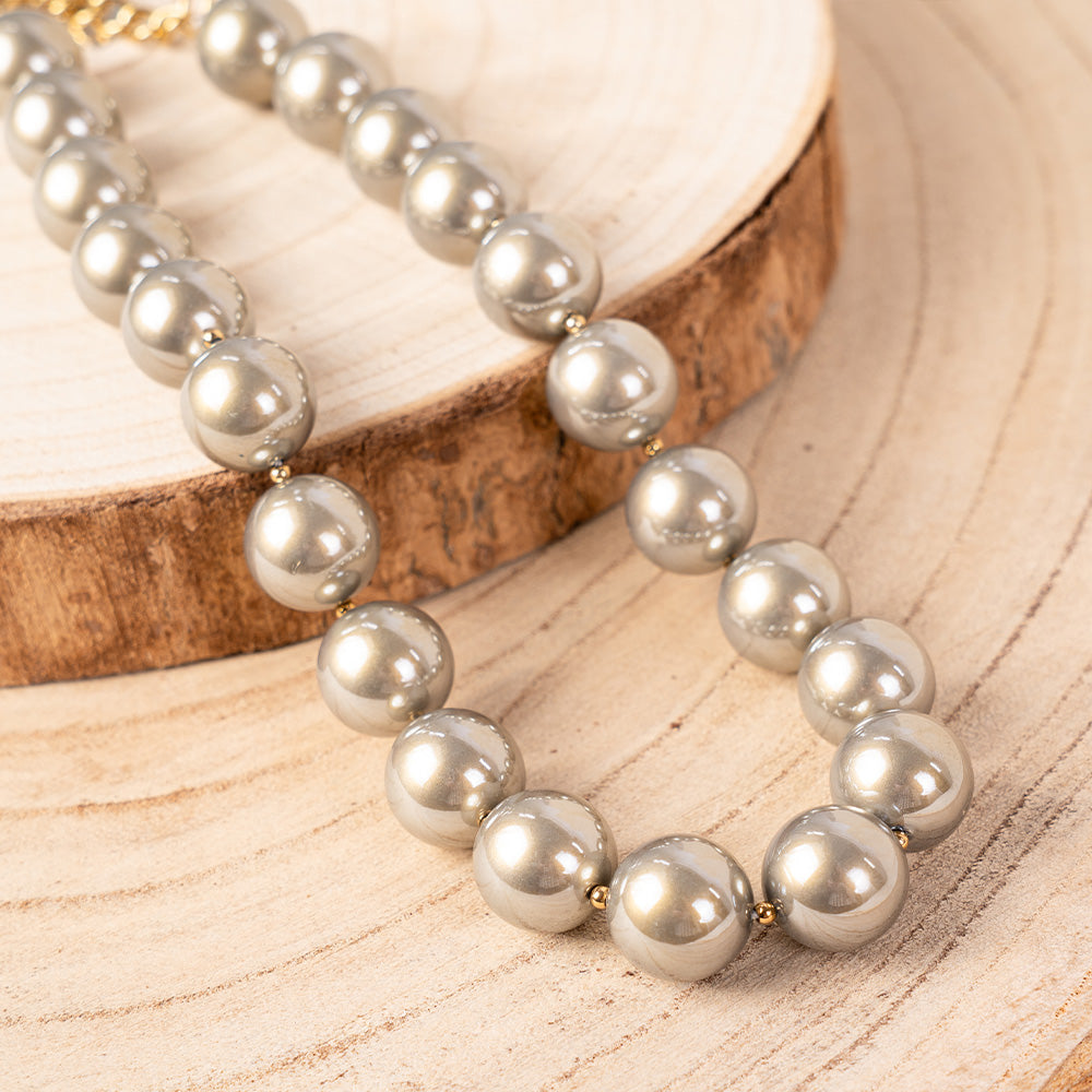 LARGE SHINY MIRROR PEARL CHOKER NECKLACE