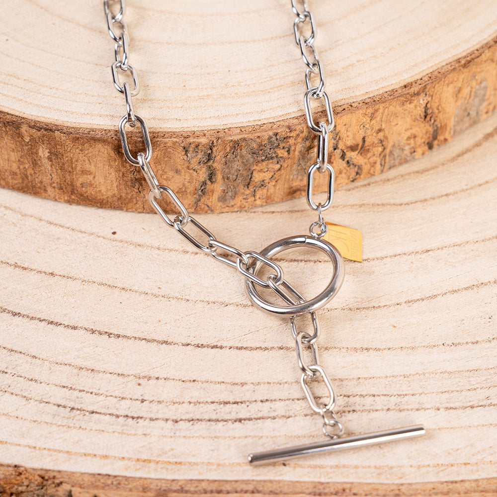 COLLANA GIROCOLLO A CATENA CON CHIUSURA A T