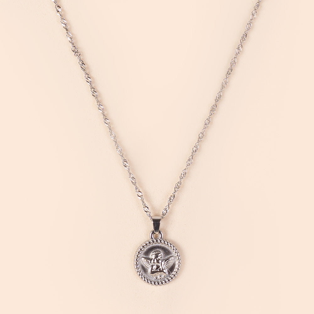 COLLANA CON ANGELO PENDENTE IMPRESSO SU MONETA