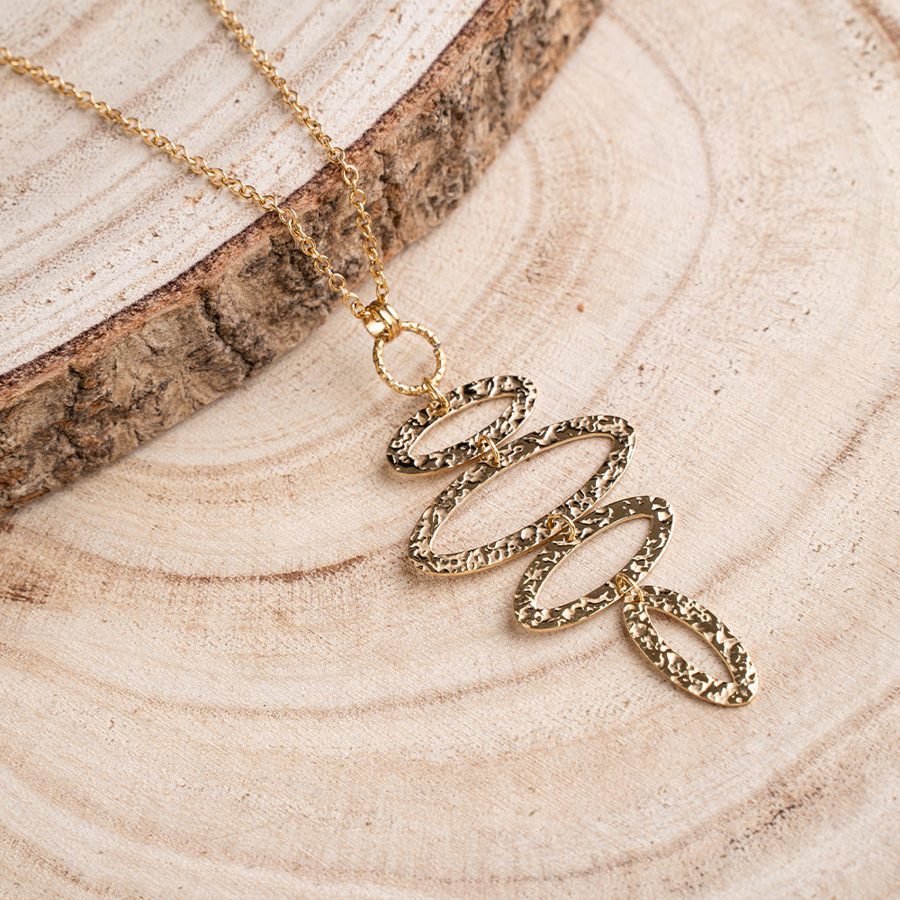 COLLANA MEDIA LUNGHEZZA CON PENDENTE COMPOSTO DA UNITA' OVALI