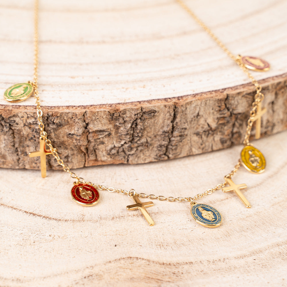 COLLANA A GIROCOLLO CON ICONE SACRE