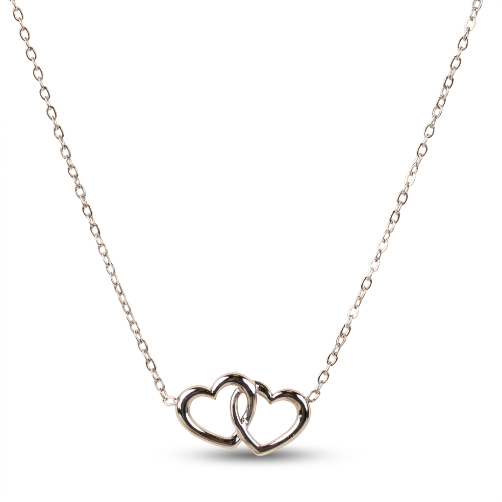 COLLANA GIROCOLLO CON DOPPIO CUORE INCATENATO