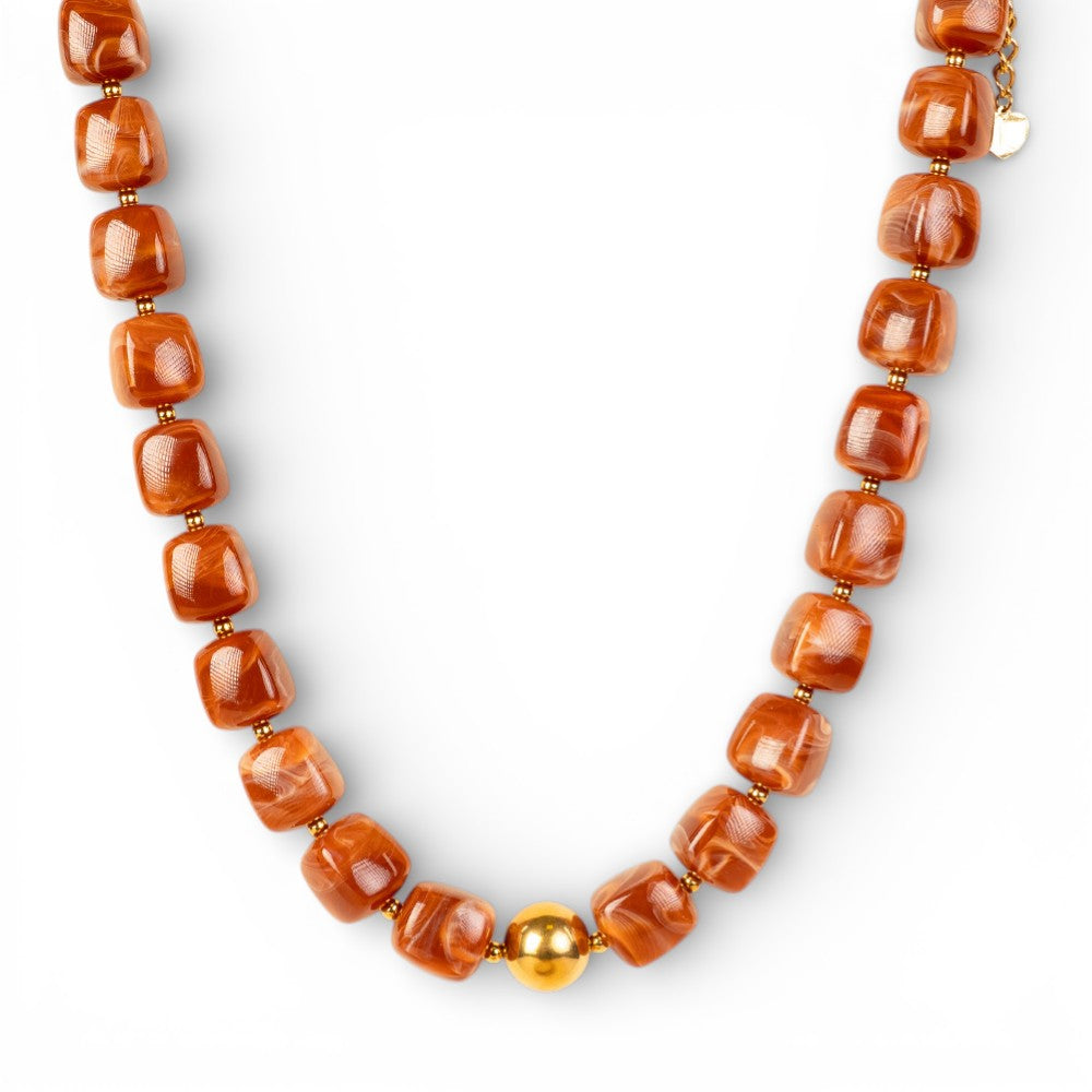 COLLANA GIROCOLLO CON PIETRE QUADRATE E SFERA CENTRALE