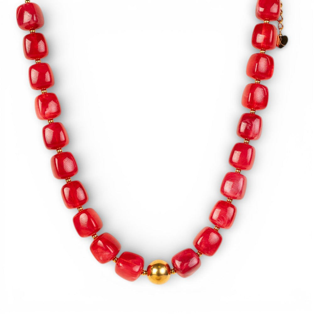 COLLANA GIROCOLLO CON PIETRE QUADRATE E SFERA CENTRALE