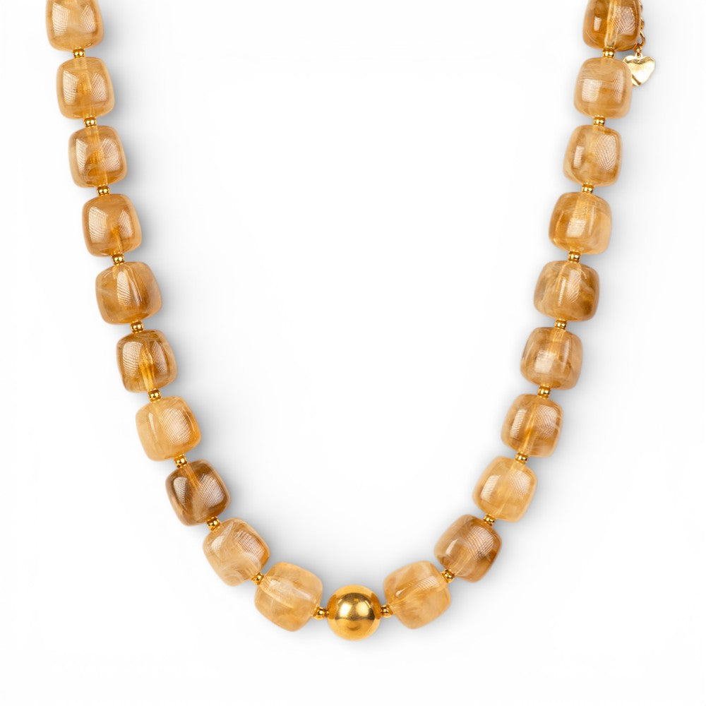 COLLANA GIROCOLLO CON PIETRE QUADRATE E SFERA CENTRALE