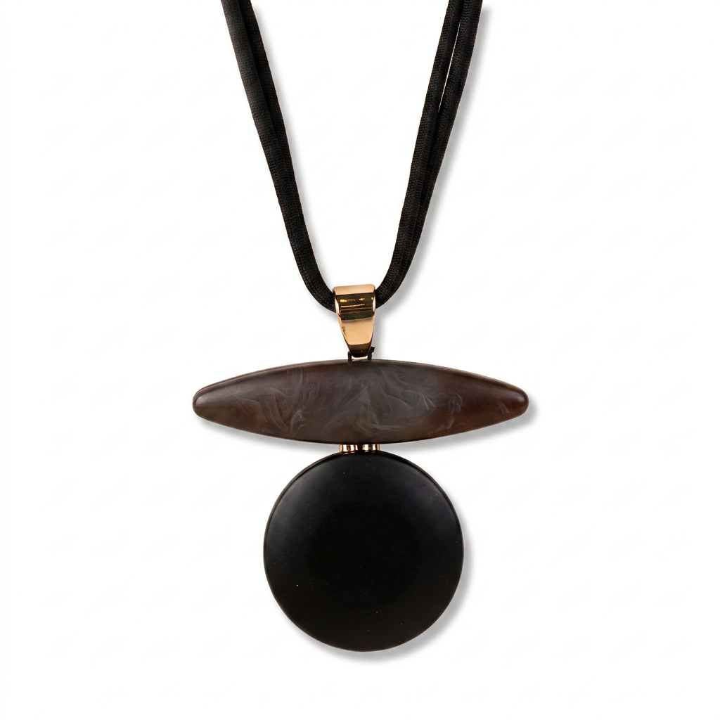 COLLANA GIROCOLLO CON DOPPIO PENDENTE IN LEGNO