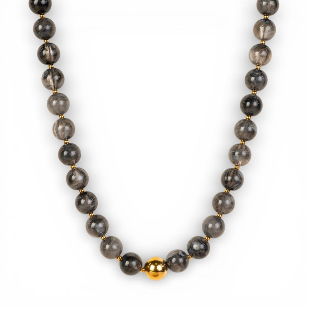 COLLANA GIROCOLLO CON PIETRE ROTONDE E METALLICHE