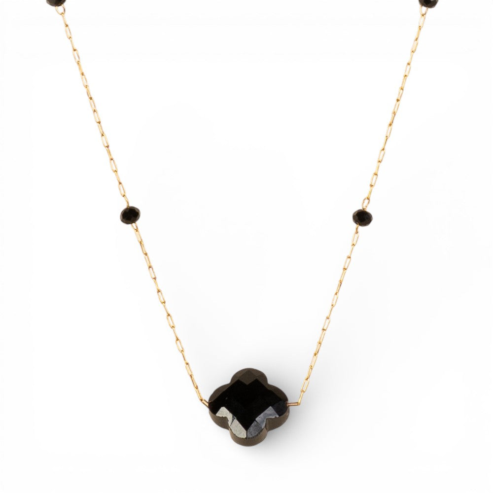 COLLANA GIROCOLLO A CATENA CON FIORE E PERLINE