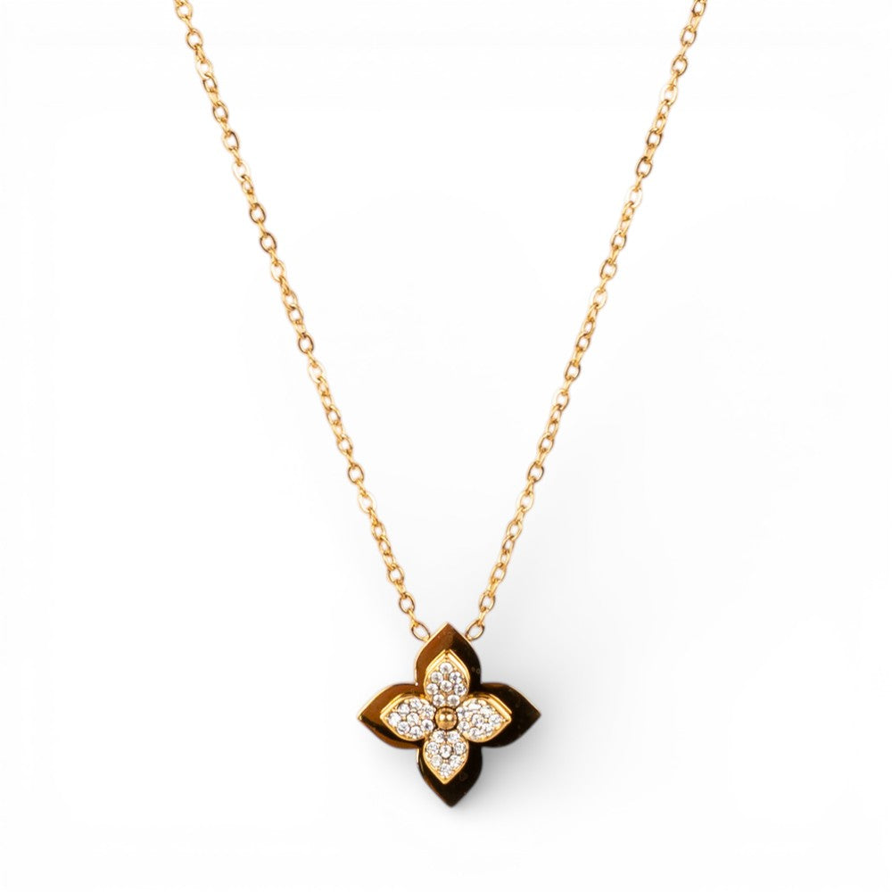 COLLANA GIROCOLLO A CATENA CON DOPPIO FIORE