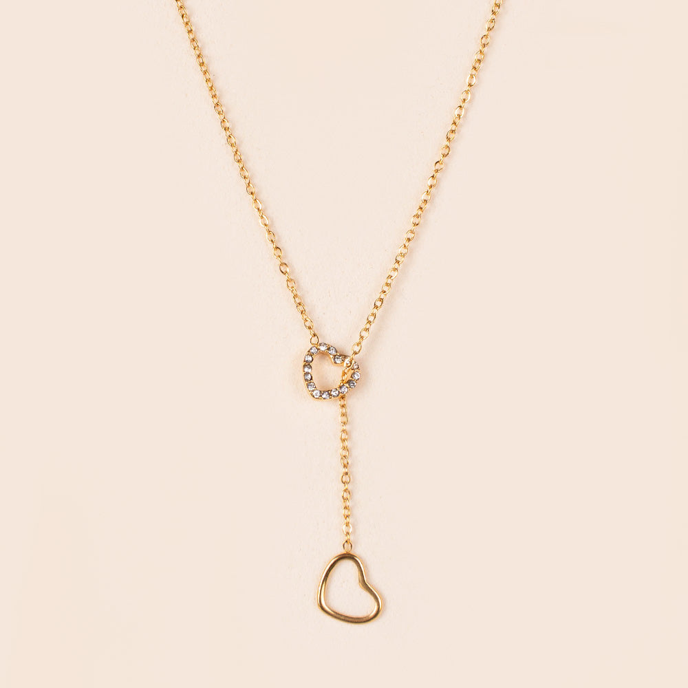 COLLANA A GIROCOLLO CON DUE CUORI INTRECCIATI