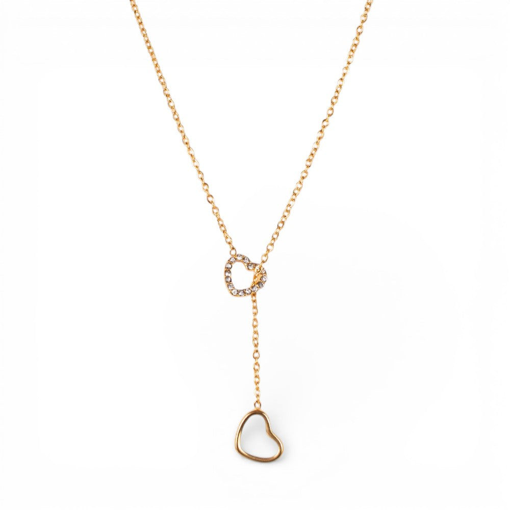 COLLANA A GIROCOLLO CON DUE CUORI INTRECCIATI