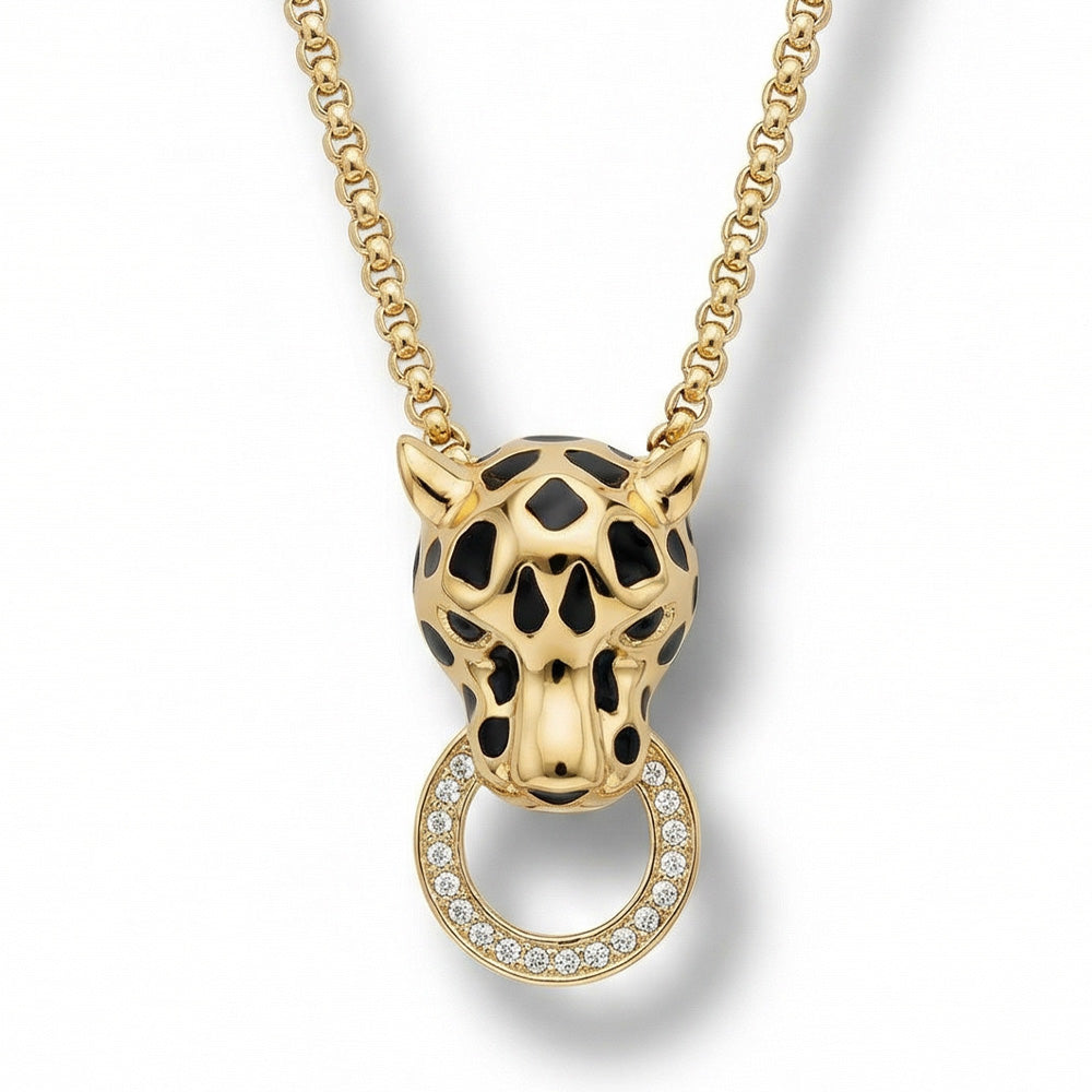 COLLANA A GIROCOLLO CON LEOPARDO PENDENTE