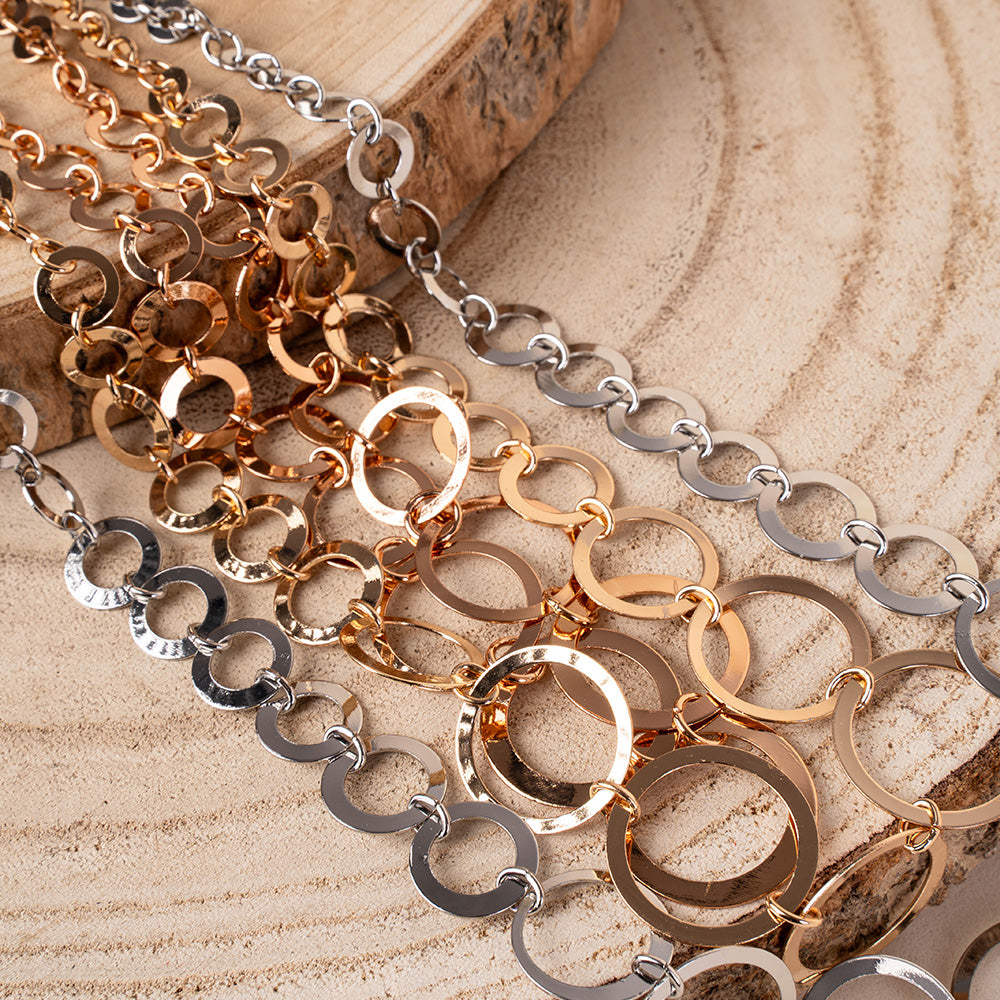 COLLANA GIROCOLLO MULTIFILO CON DISCHI CIRCOLARI