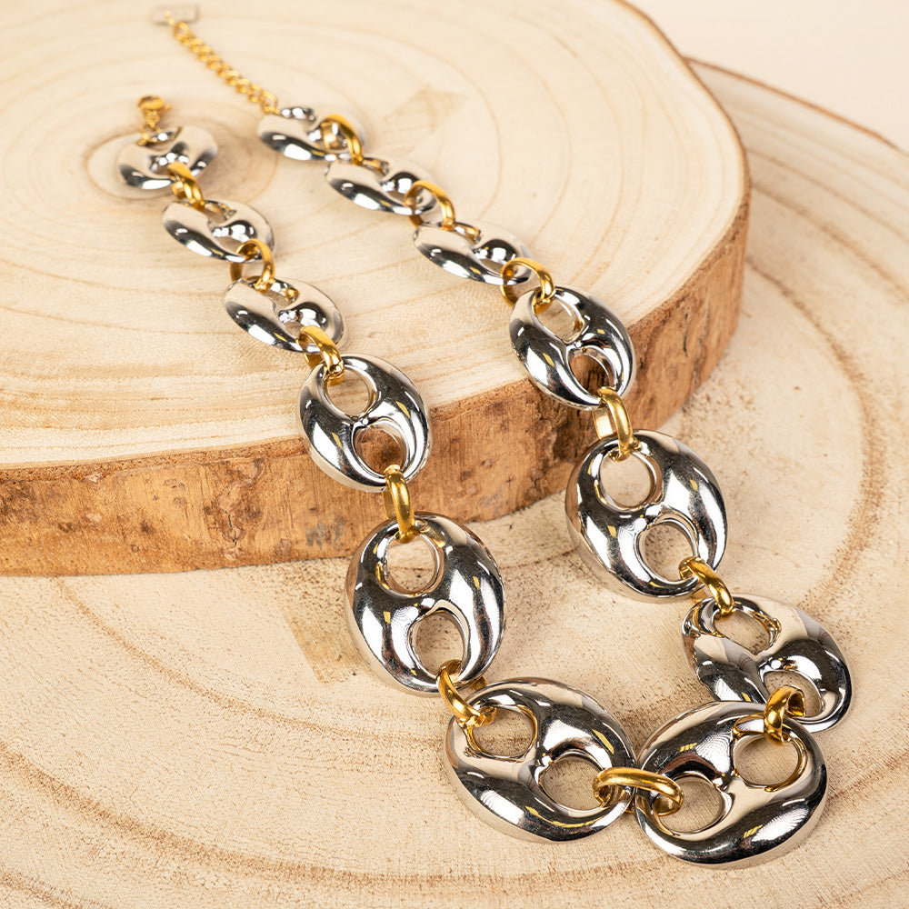 COLLANA CON CATENA A MAGLIA MARINA