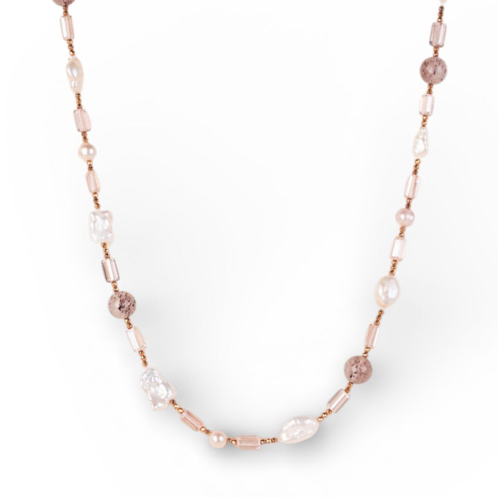 COLLANA LUNGA CON PERLE E PIETRE