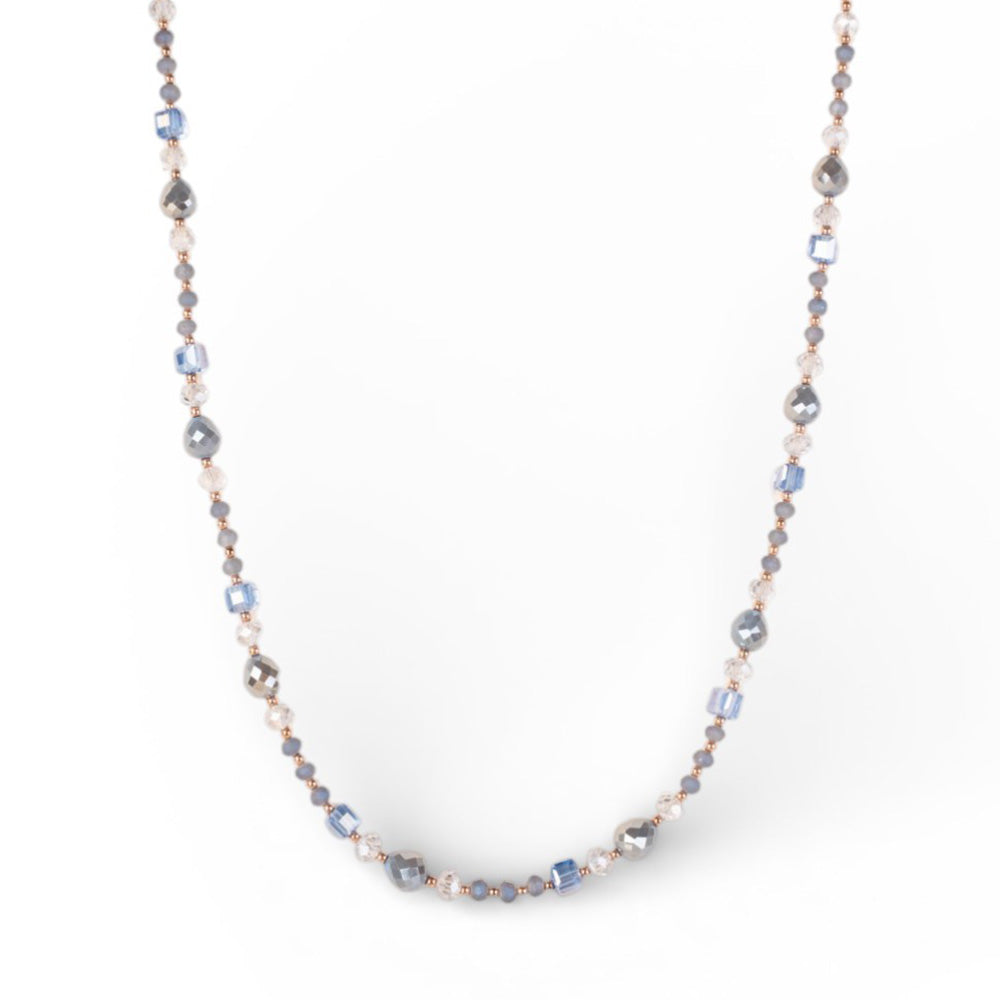 COLLANA GIROCOLLO CON PIETRE E CRISTALLI SFACCETTATI