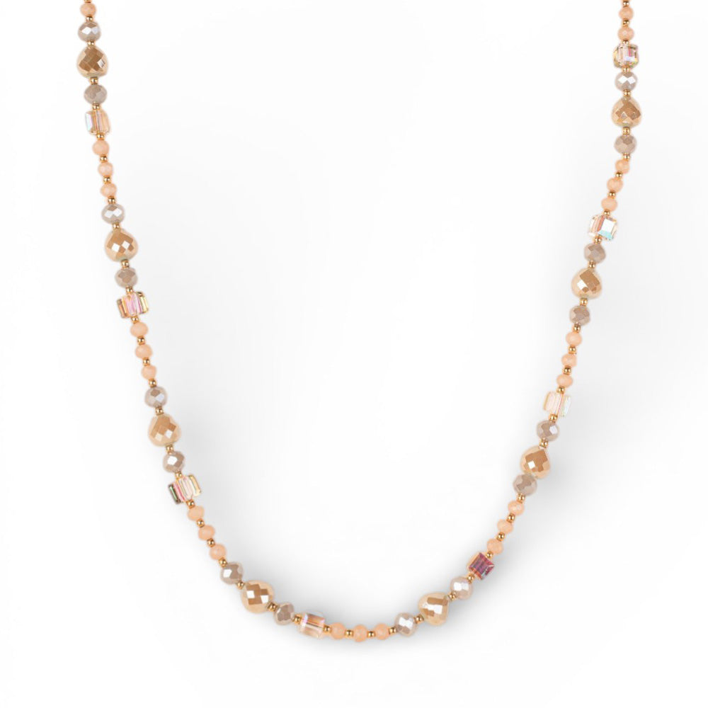 COLLANA GIROCOLLO CON PIETRE E CRISTALLI SFACCETTATI