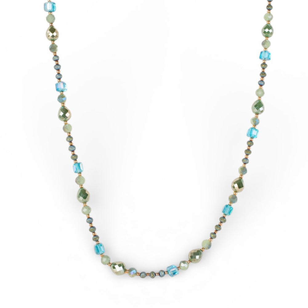 COLLANA GIROCOLLO CON PIETRE E CRISTALLI SFACCETTATI