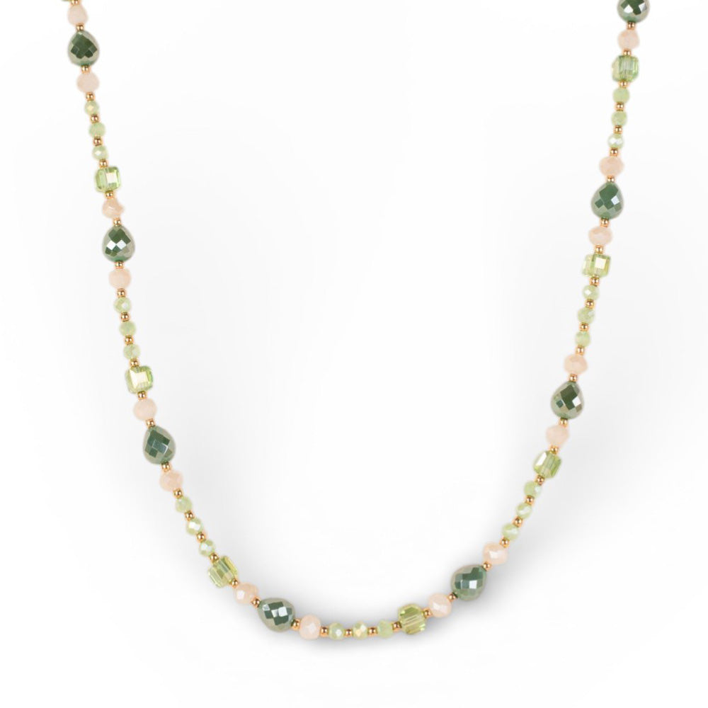 COLLANA GIROCOLLO CON PIETRE E CRISTALLI SFACCETTATI