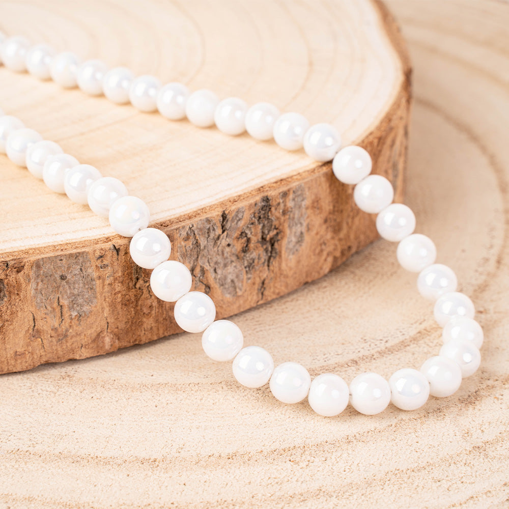 COLLANA GIROCOLLO CON PIETRE LISCE EFFETTO PERLATO