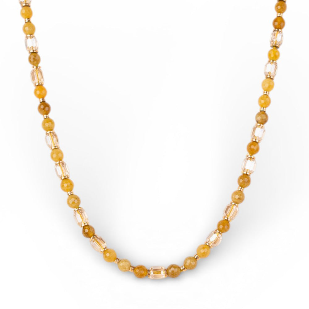 COLLANA GIROCOLLO CON PIETRE NATURALI E ELEMENTI SFACCETTATI