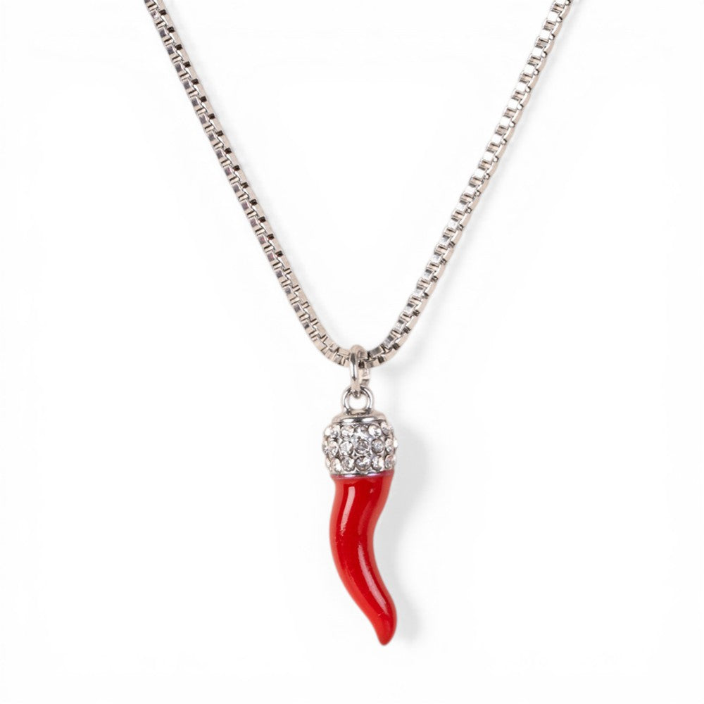 COLLANA GIROCOLLO CON CORNO PENDENTE COLORATO