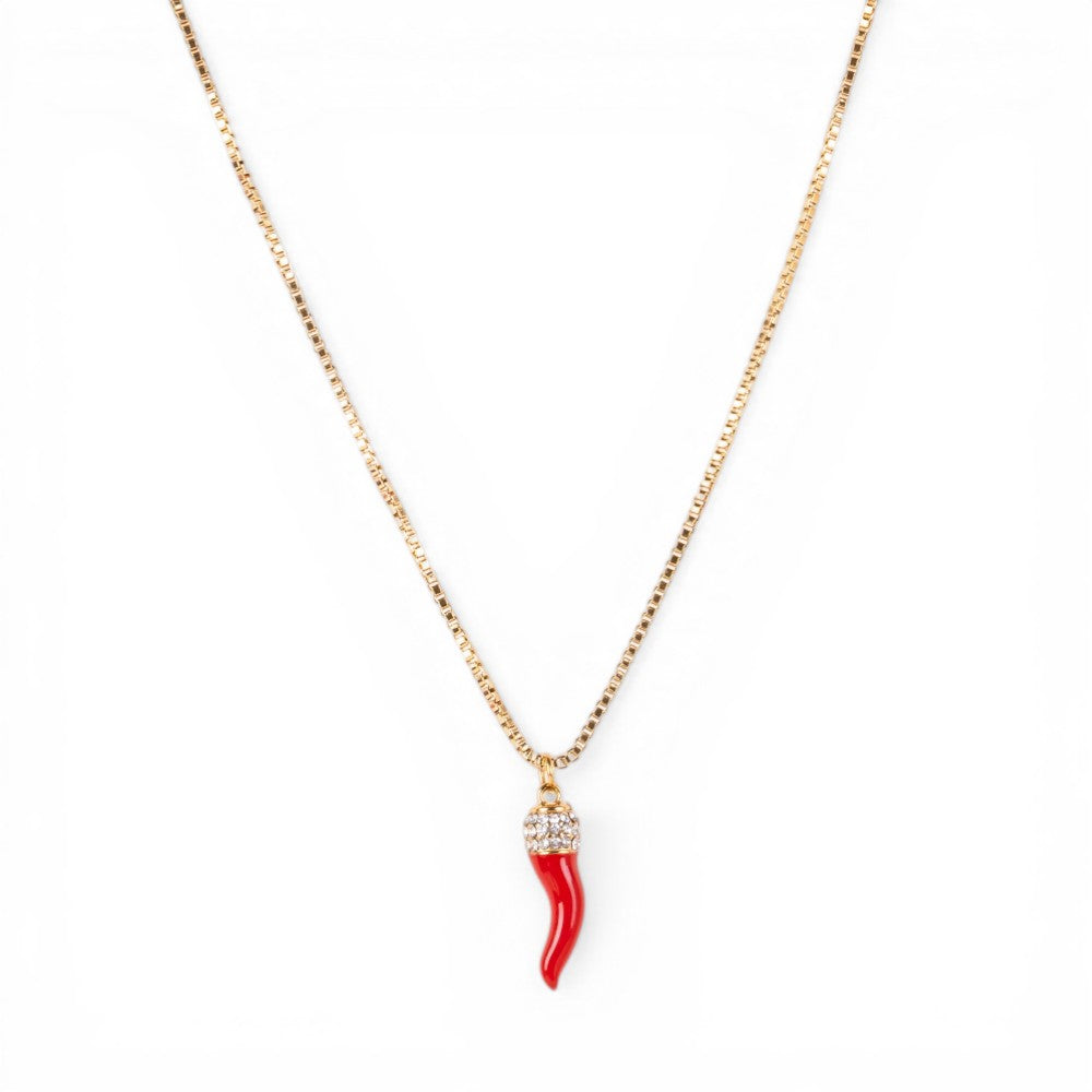 COLLANA GIROCOLLO CON CORNO PENDENTE COLORATO