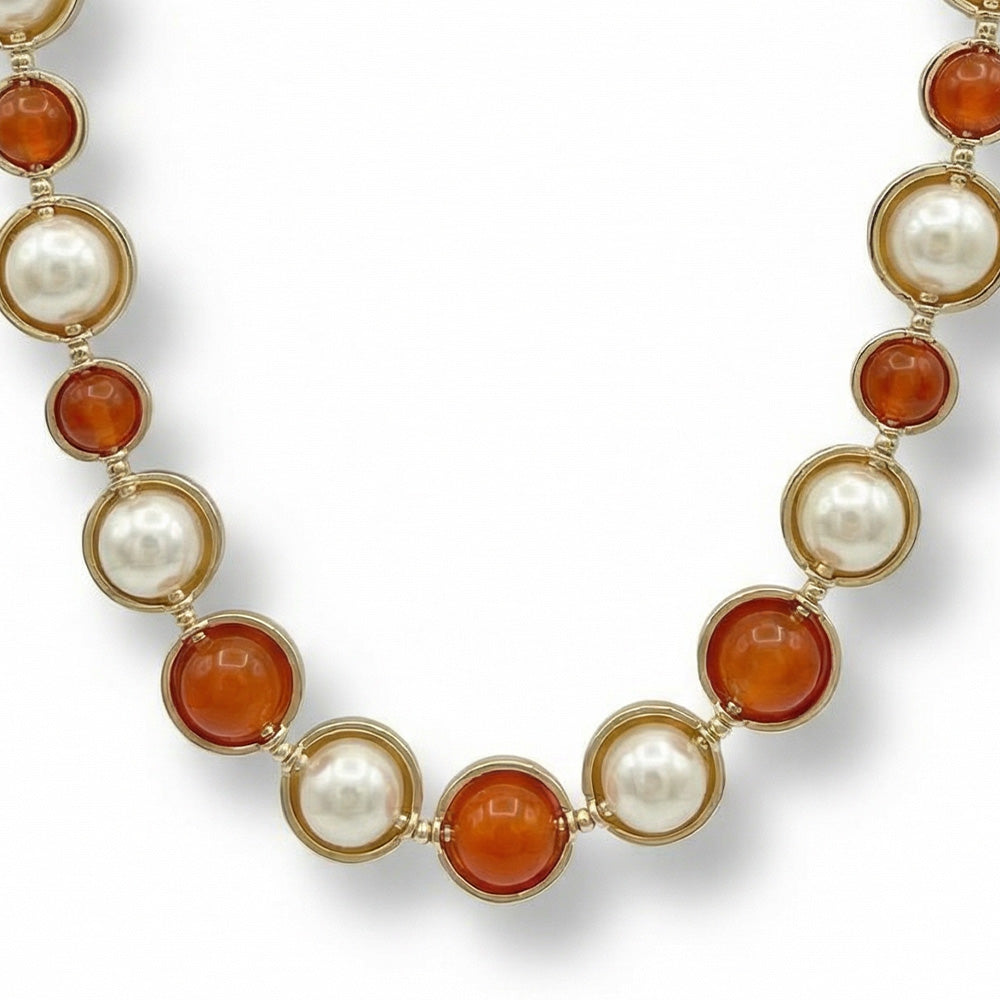 COLLANA GIROCOLLO CON PERLE E SFERE COLORATE ALTERNATE