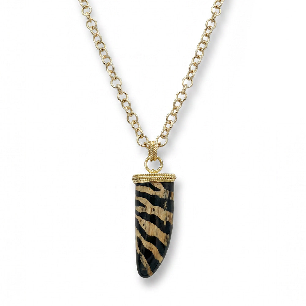 COLLANA LUNGA CON CORNO ZEBRATO